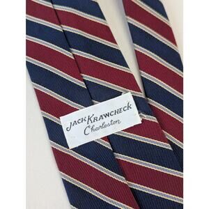 Vtg Striped Repp Tie Blue Red Patriotic Classic Preppy Heritage Career Necktie